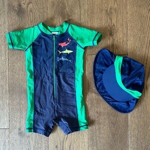Hanna Andersson swimsuit and swim hat